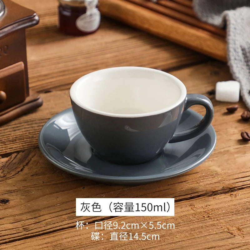 150ml Espresso Coffee Cup Sets High-grade Simple European Style Mug Thick Colored Glaze Ceramic Cappuccino Flower Cups Latte