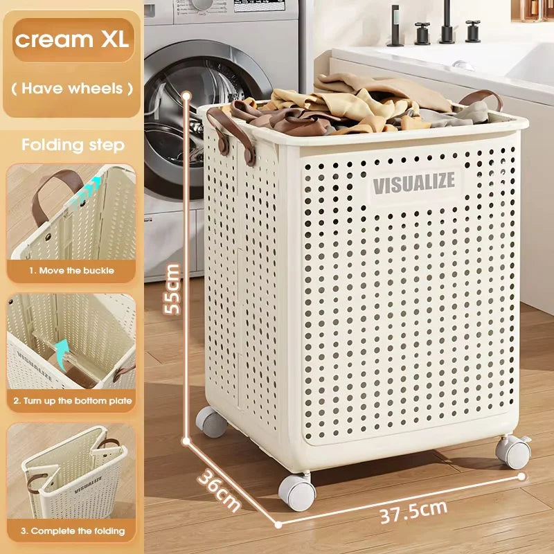 Laundry Basket Collapsible Dirty Clothes Storage Organizer Large Laundry Bag For Home Bathroom Bedroom Durable Washing Basket