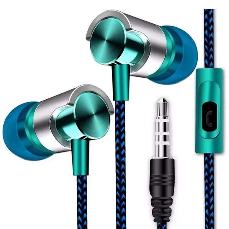 3.5mm Wired Headphones Noise Canceling In-Ear Sports Earphone Dual Driver Bass Stereo Gaming Headset HiFi Music Earbuds With Mic