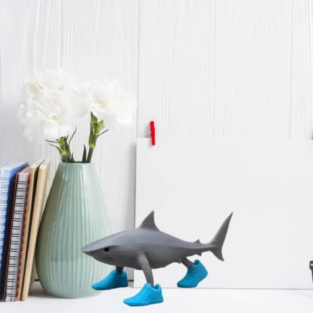 Desk Decor Wear Shoes Sharks 3D Printed Collectible Shark Figurine Toy Shark in Sneakers Statue Shark Meme Figurines
