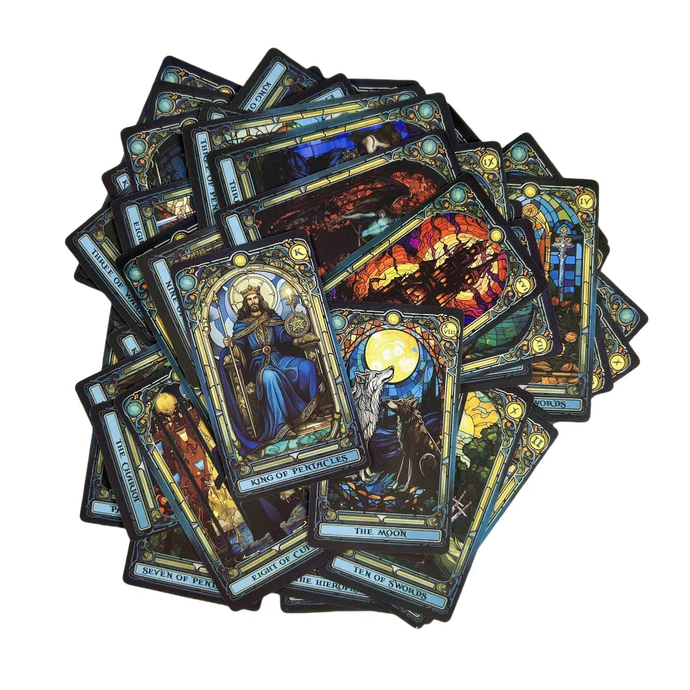 Complete Stained Glass Tarot Deck Cards For Family Party High Quality Fortune Telling Divination Tarot Cards Game