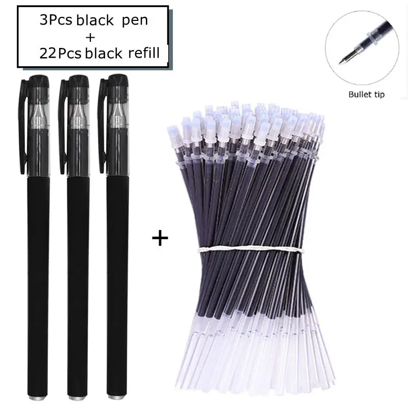 7/35 PCS Gel Pen Set School Supplies Black Blue Red Ink Color Ballpoint Pen Kawaii Pen Writing Tool School Office Stationery