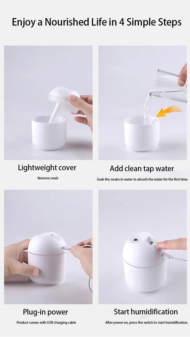 Mini Portable Air Humidifier USB Atomizer Aroma Diffuser Desktop Indoor Household Mute Hydrating Air Atomization Humidifie