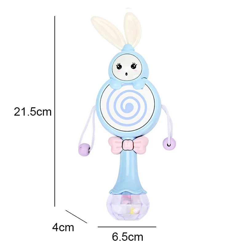 Baby Music Flashing Rattle Toys Rabbit Teether Hand Bells Mobile Infant Stop Weep Tear Rattles Newborn Early Educational Toy 18M