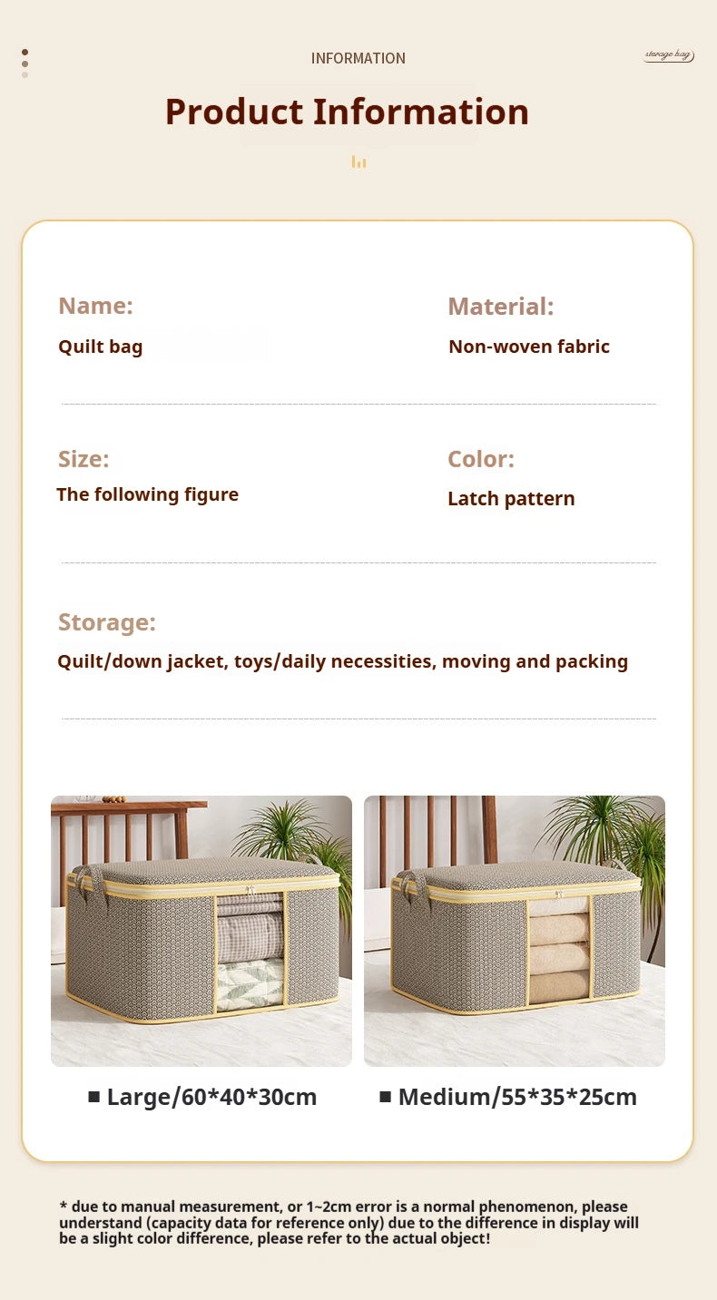 Closet Dustproof Organizer Visible Storage Bag Foldable Storage Box Quilt Container Moisture-proof Clothes Moving Bag