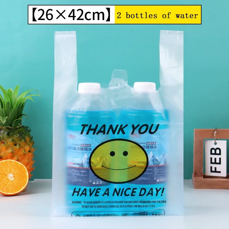 50 Pcs Plastic Bag 3 Sizes Food Storage Bags with Handle supermarket Grocery Shopping Useful Shopping Bag Kitchen Storage Basket
