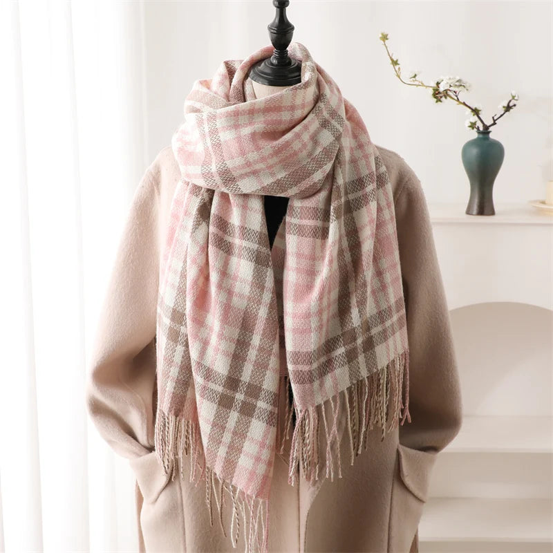Warm Cashmere Blanket Women Travel Winter Scarf Fashion Plaid Pashmina Thick Shawl Wraps With Tassel Casual Bufanda Poncho New