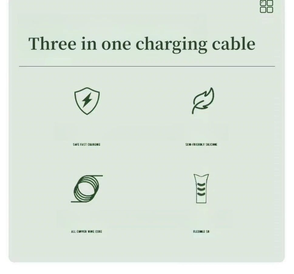 3 In 1 Fast Charging Cable For iPhone15 14 13 12 11 X Pro Max Micro USB Type-C Phone Charger USBC Data Cable