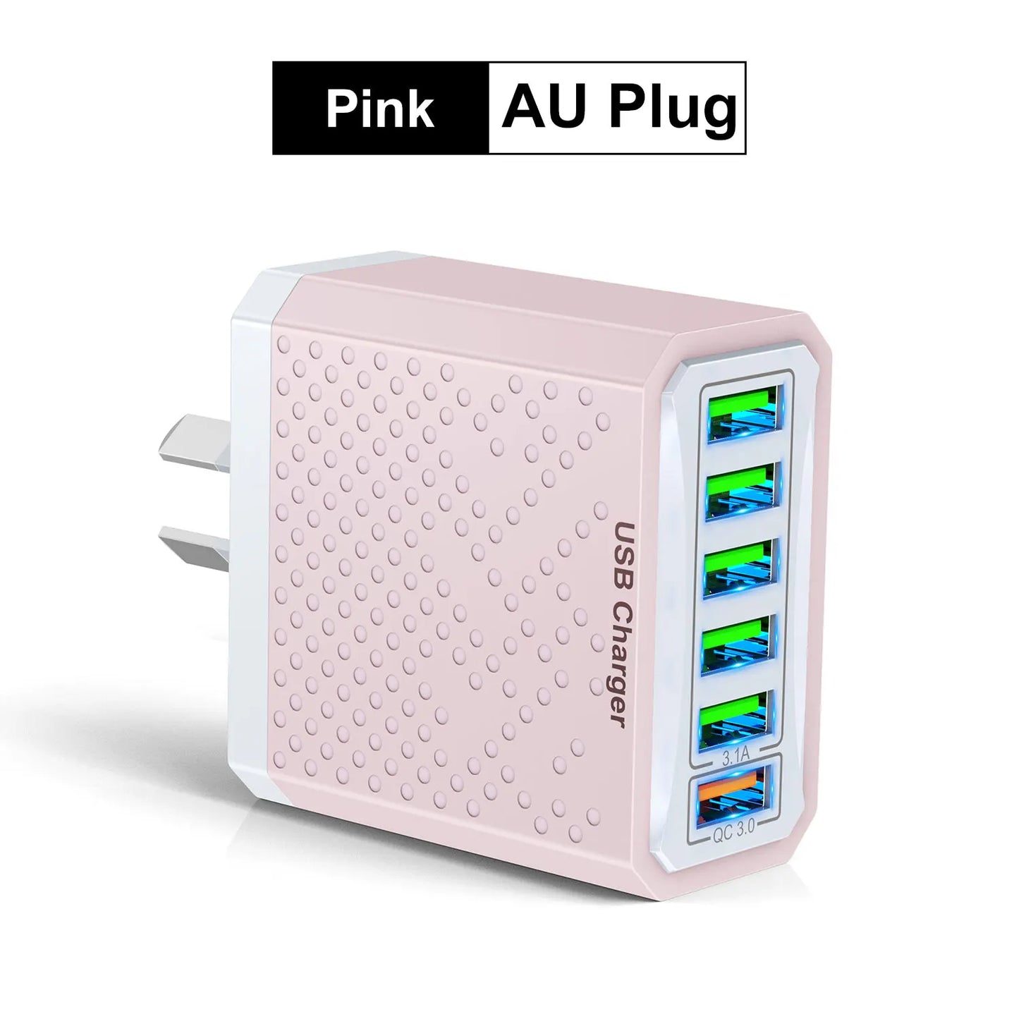 AU Plug Fast Charger 6 IN 1 6 Ports Multii Charger USB Fast Charging Charger 3.1A QC3.0 Quick Charger Adaper Australian Charger