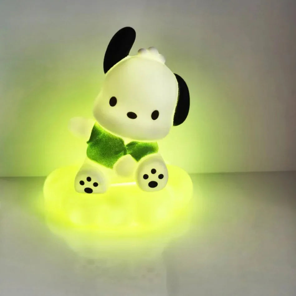 New Kawaii Sanrios Night Light Enamel Cloud Cartoon Kuromi Cinnamoroll Pochacco Small Table Light Illuminating Decoration