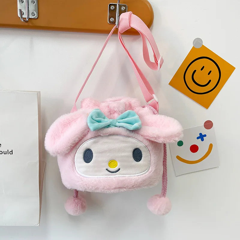 Sanrio Bag Kawaii Cinnamoroll Handbag Tote Plushie Shoulder Messenger Bags Kuromi Hello Kitty Stuffed Makeup Backpack Gift