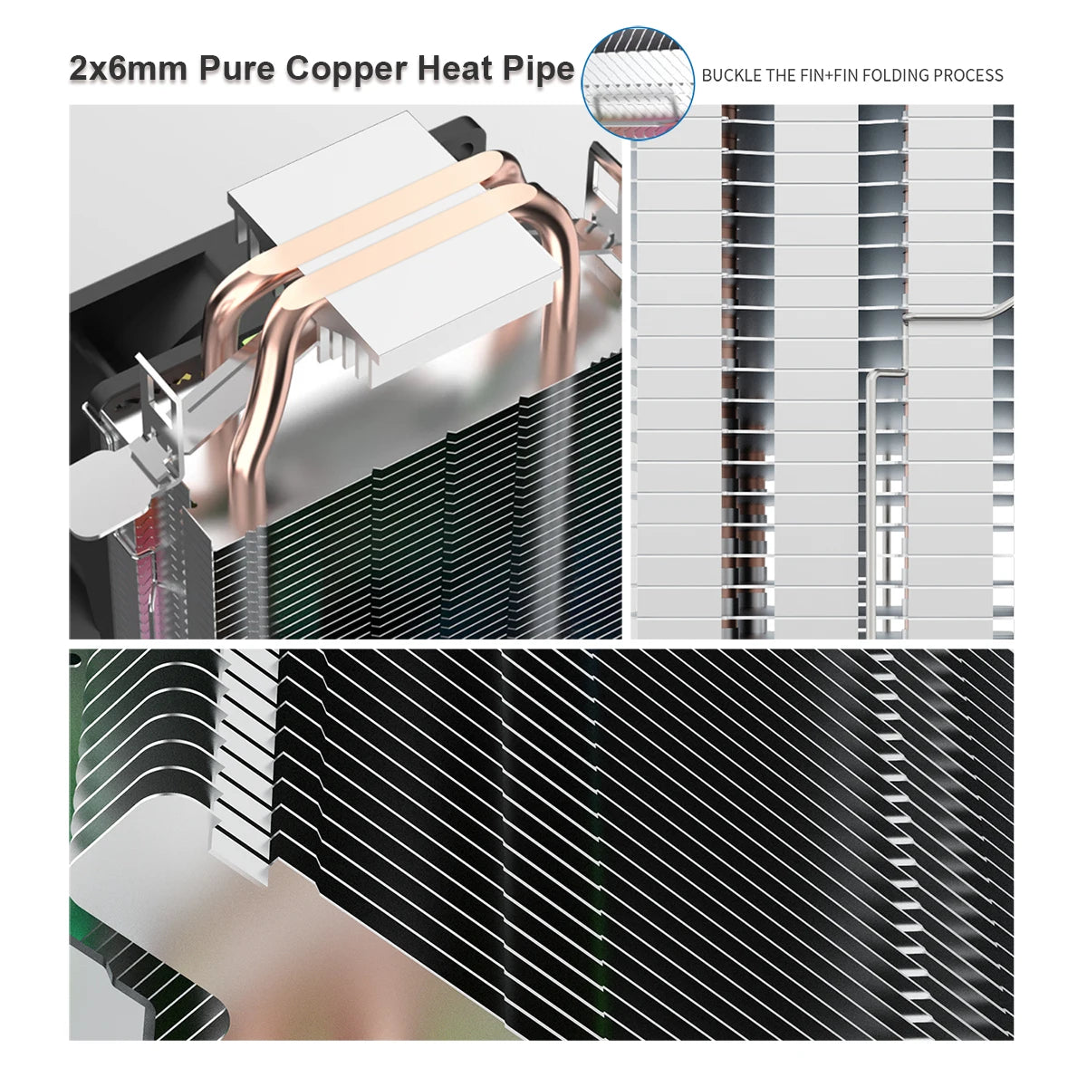 Ruix X2000 Air CPU Cooler 2 Heatpipes Radiator Cooling RainbowRGB 3PIN Fan Quiet Ventilador For Intel 115X 1200 1700 AM4 AM5 AMD