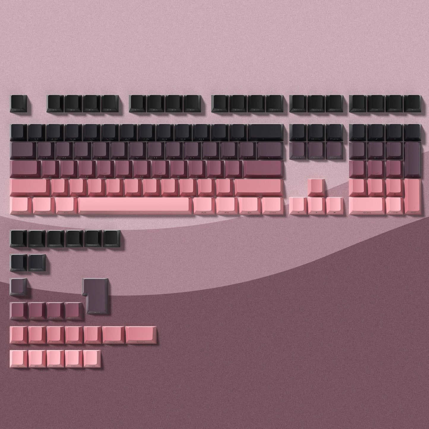 136 Key Black White Side-lit Shine Through Backlit keycaps PBT Double Shot Keycaps OEM Profile for MX Switch Mechanical Keyboard