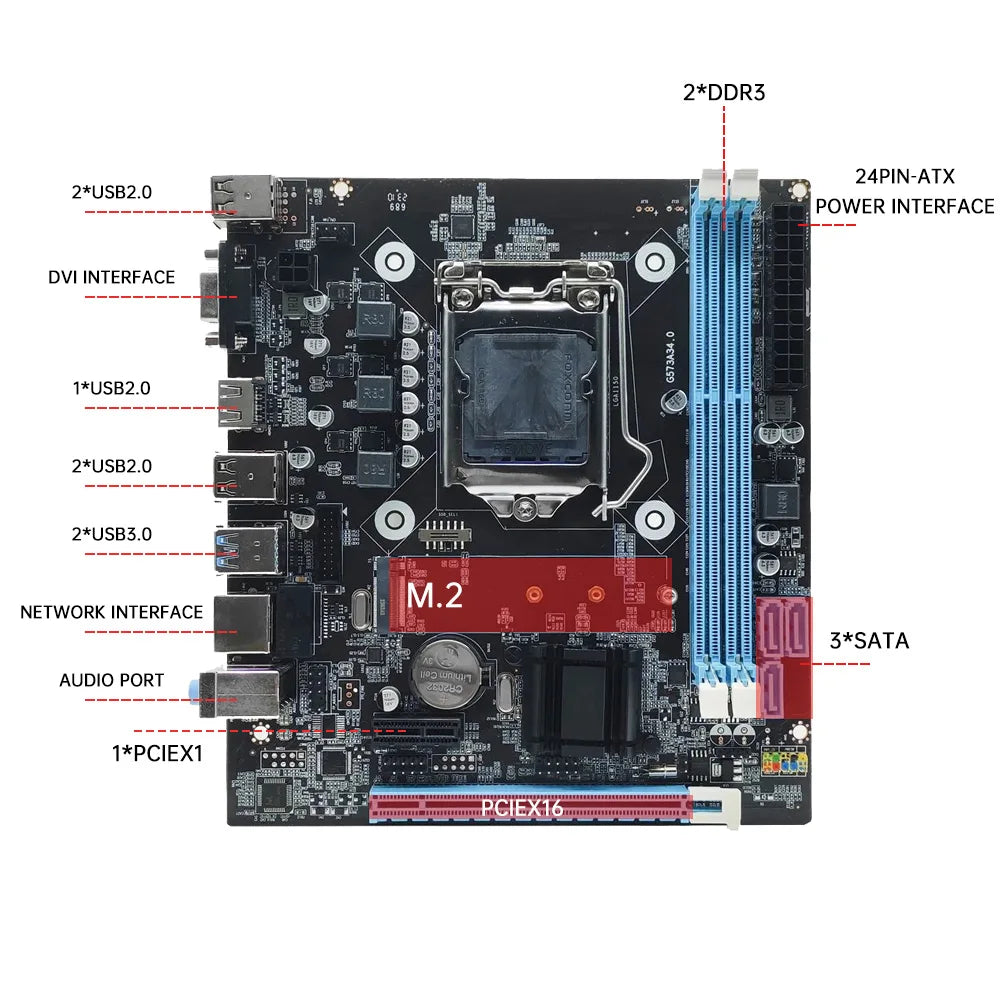 MOUGOL H81M Gaming Motherboard Dual Channel DDR3 M.2 NVME PCIEx16 HDMI VGA Interface LGA 1150 Supports Intel Core 4th Gen CPU