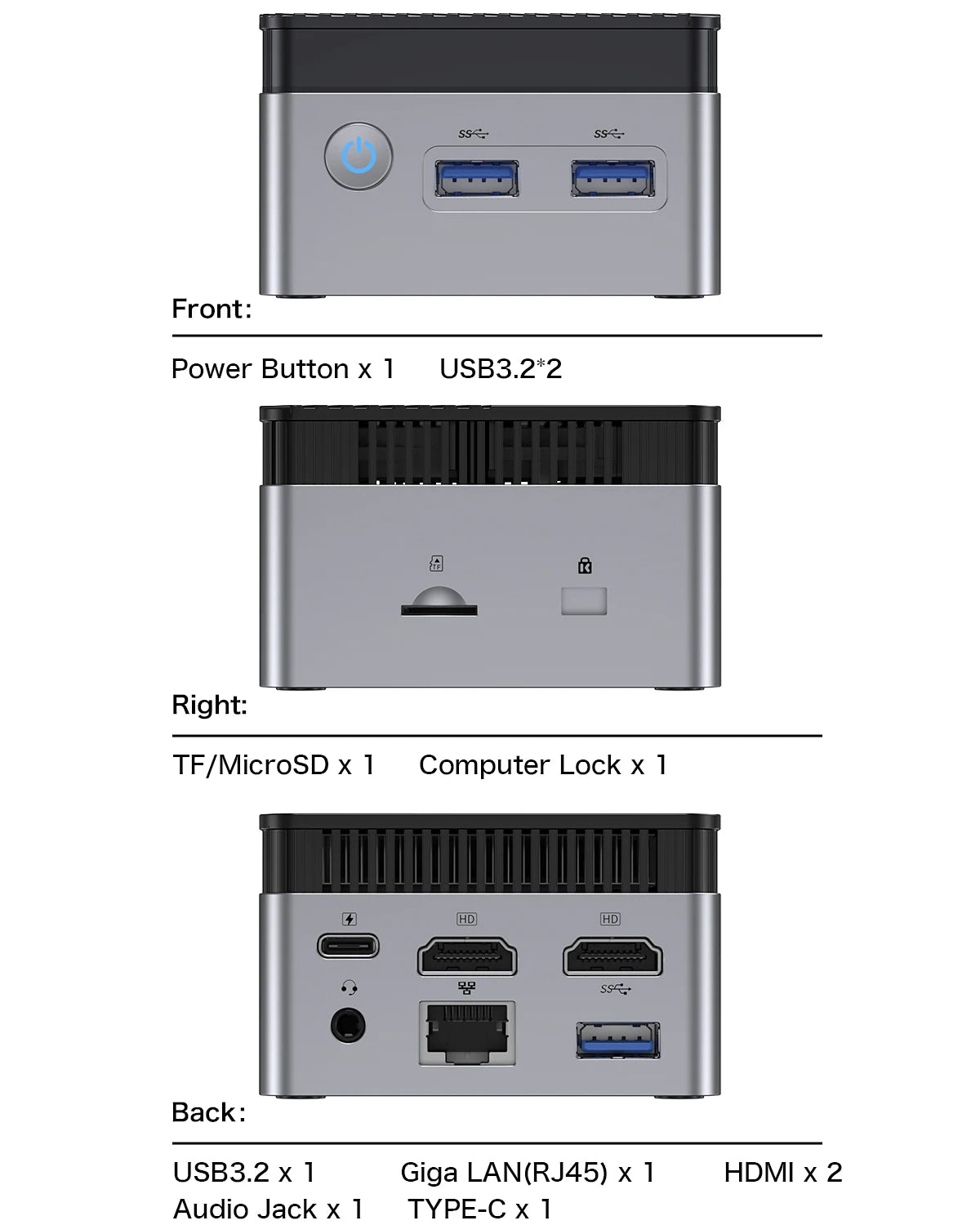 GMKtec KB5 Mini PC Intel Celeron N5105 Windows 11 Pro 4K Mini PC DDR4 8GB RAM 128GB ROM WiFi5 BT4.2 Desktop Computer Work