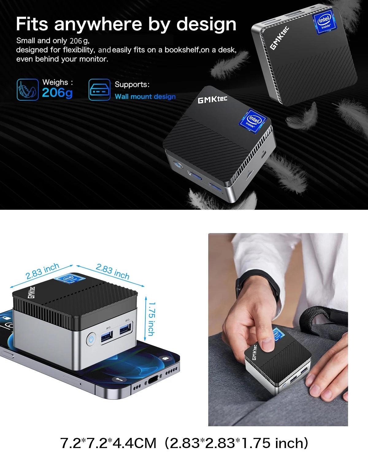 GMKtec KB5 Mini PC Intel Celeron N5105 Windows 11 Pro 4K Mini PC DDR4 8GB RAM 128GB ROM WiFi5 BT4.2 Desktop Computer Work