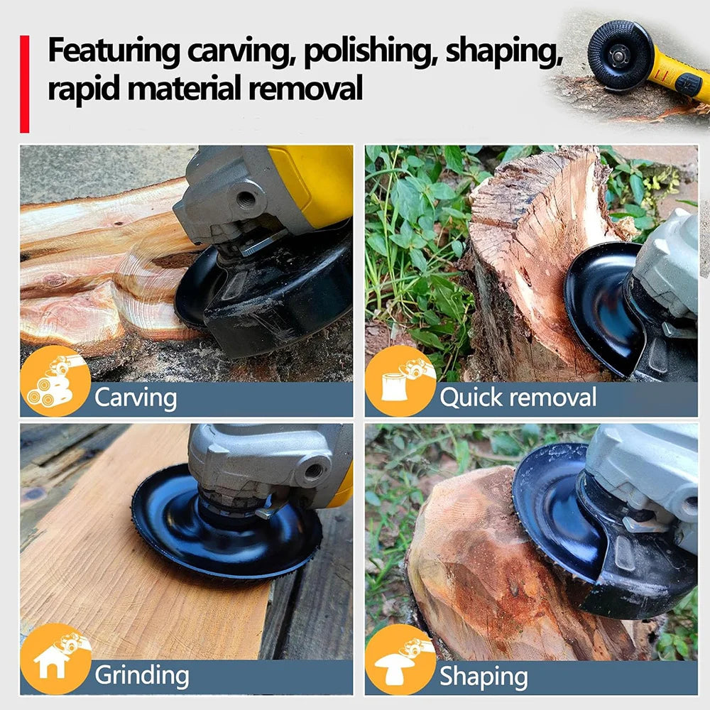 1PC Wood Carving Disc Grinder Wheel Disc 4 Inch Wood Shaping Wheel Wood Grinding Shaping Disc for Angle Grinders