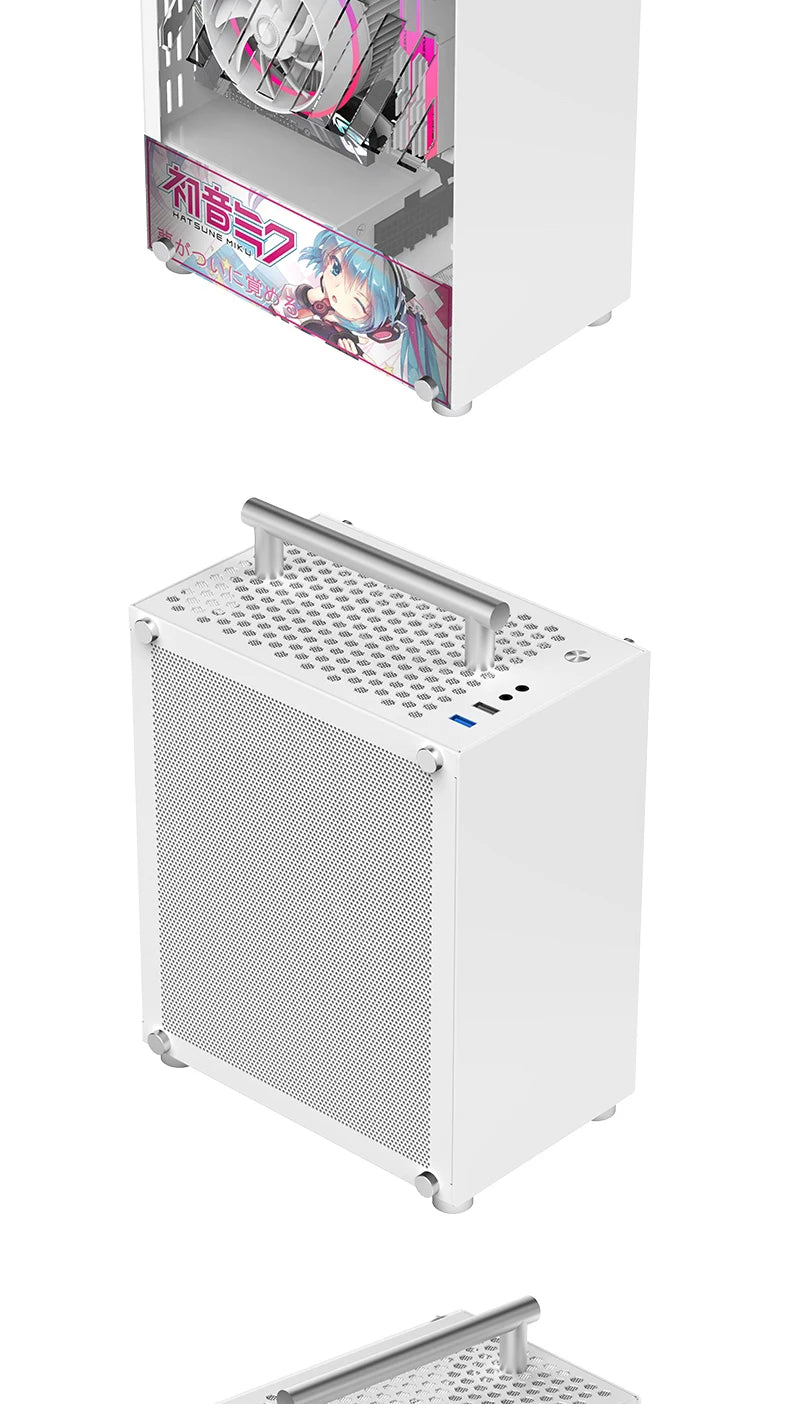 METALFISH T40 Mini ITX Black Case 7L Gaming Computer Chassis Compact transparent PC Support SFX PSU/70mm Cooler/206mm GPU