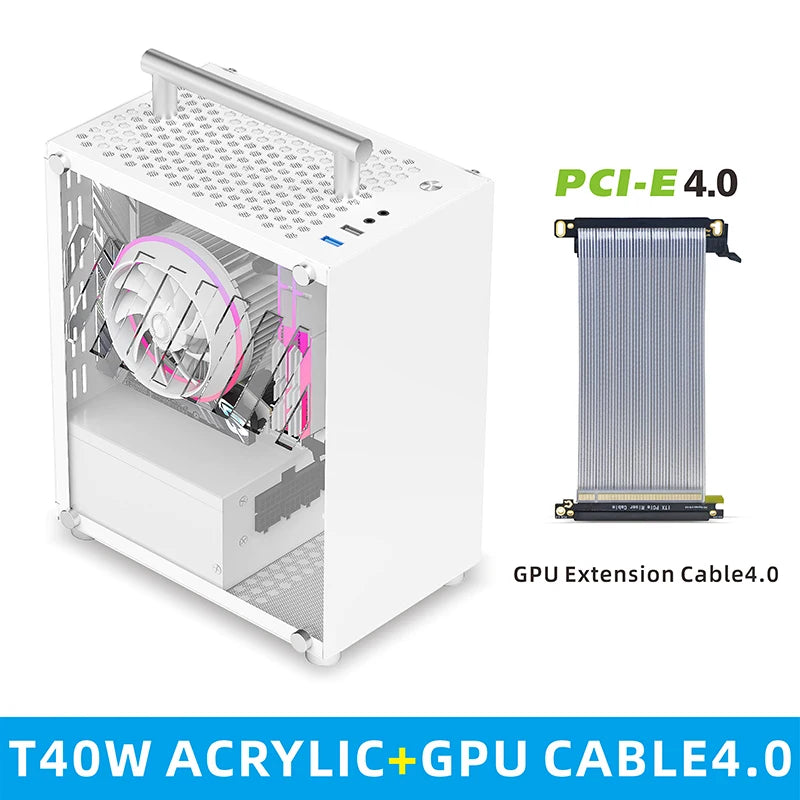 METALFISH T40 Mini ITX Black Case 7L Gaming Computer Chassis Compact transparent PC Support SFX PSU/70mm Cooler/206mm GPU