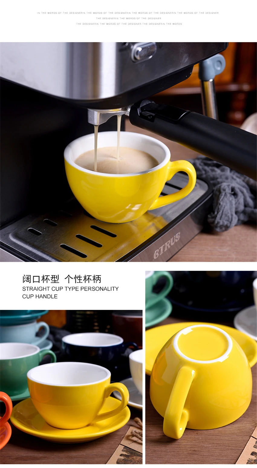 220ml High-Grade Ceramic Coffee Cups Coffee Cup Set Simple European Style Milk Mug Cappuccino Flower Cups Latte