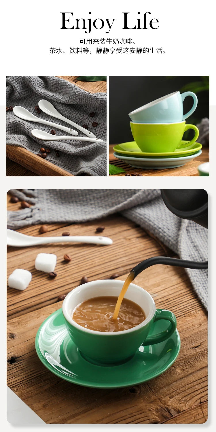 150ml Espresso Coffee Cup Sets High-grade Simple European Style Mug Thick Colored Glaze Ceramic Cappuccino Flower Cups Latte