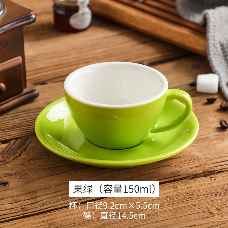 150ml Espresso Coffee Cup Sets High-grade Simple European Style Mug Thick Colored Glaze Ceramic Cappuccino Flower Cups Latte