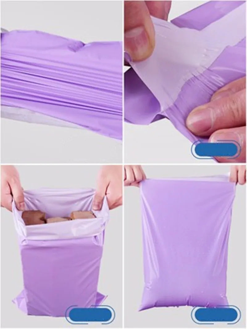 50Pcs Purple Courier Mailer Bags Packaging Poly Package Plastic Self-Adhesive Mailing Express Bag Envelope Postal Pouch Mailing