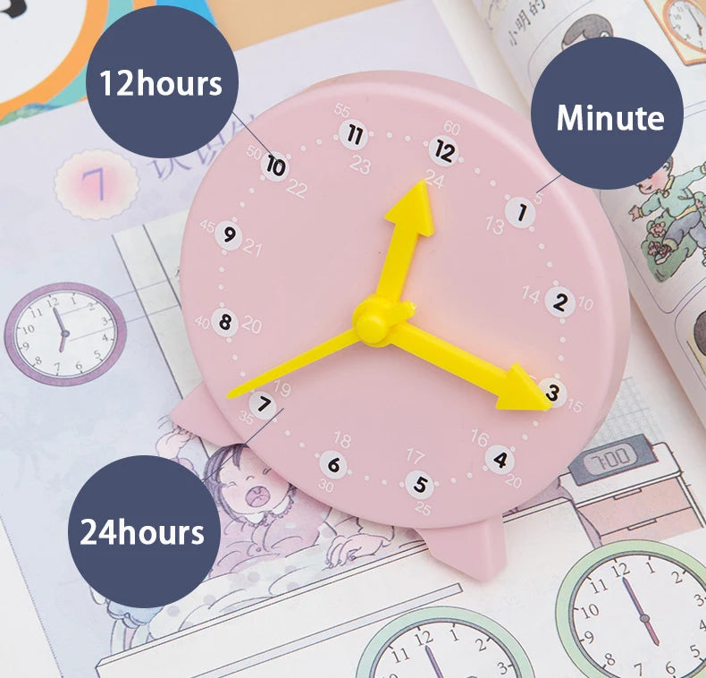 Children Kids Clock Model Toys Early Educational Cognitive Math Toy Montessori Teaching Aids Three-needle Linkage Detachable Toy
