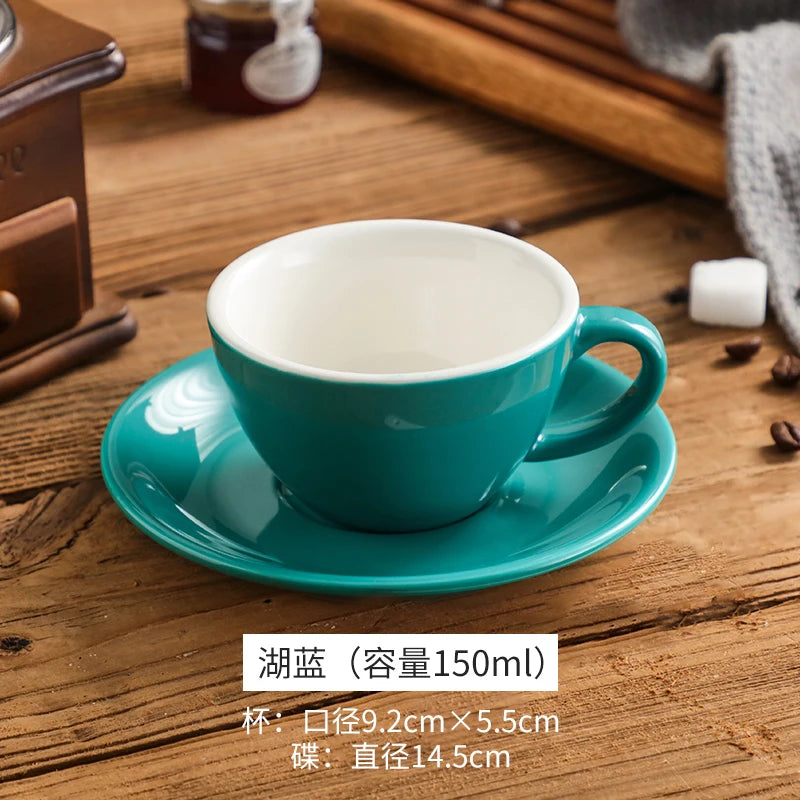 150ml Espresso Coffee Cup Sets High-grade Simple European Style Mug Thick Colored Glaze Ceramic Cappuccino Flower Cups Latte