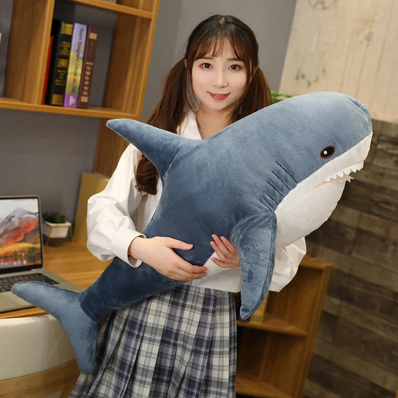 45/60/80cm Cute Shark Plush Toy Soft Stuffed Speelgoed Animal Reading Pillow for Birthday Gifts Cushion Doll Gift