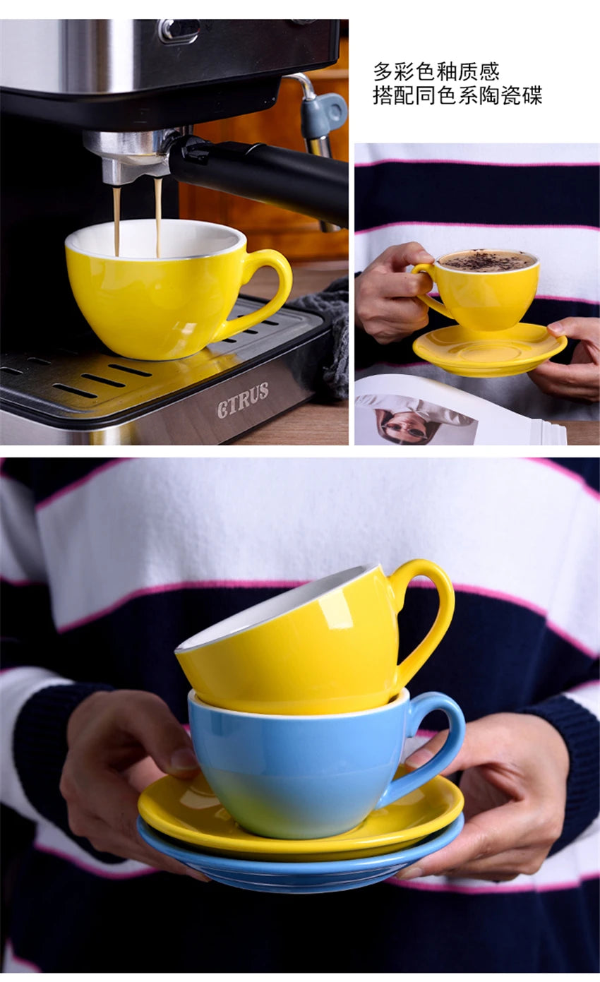 220ml High-Grade Ceramic Coffee Cups Coffee Cup Set Simple European Style Milk Mug Cappuccino Flower Cups Latte