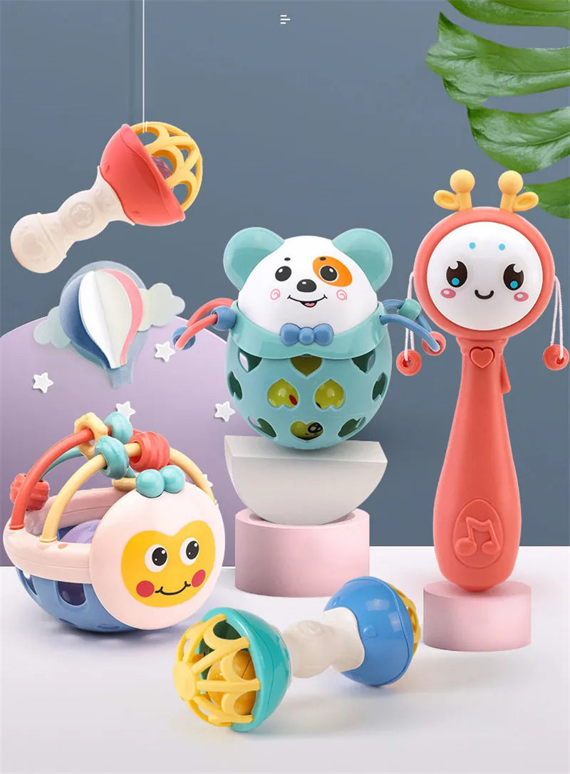 Baby Rattles Toys 0 12 Months Baby Games Teether Sensory Newborn Toy Educational Development Toys For Babies 1 2 Year Old
