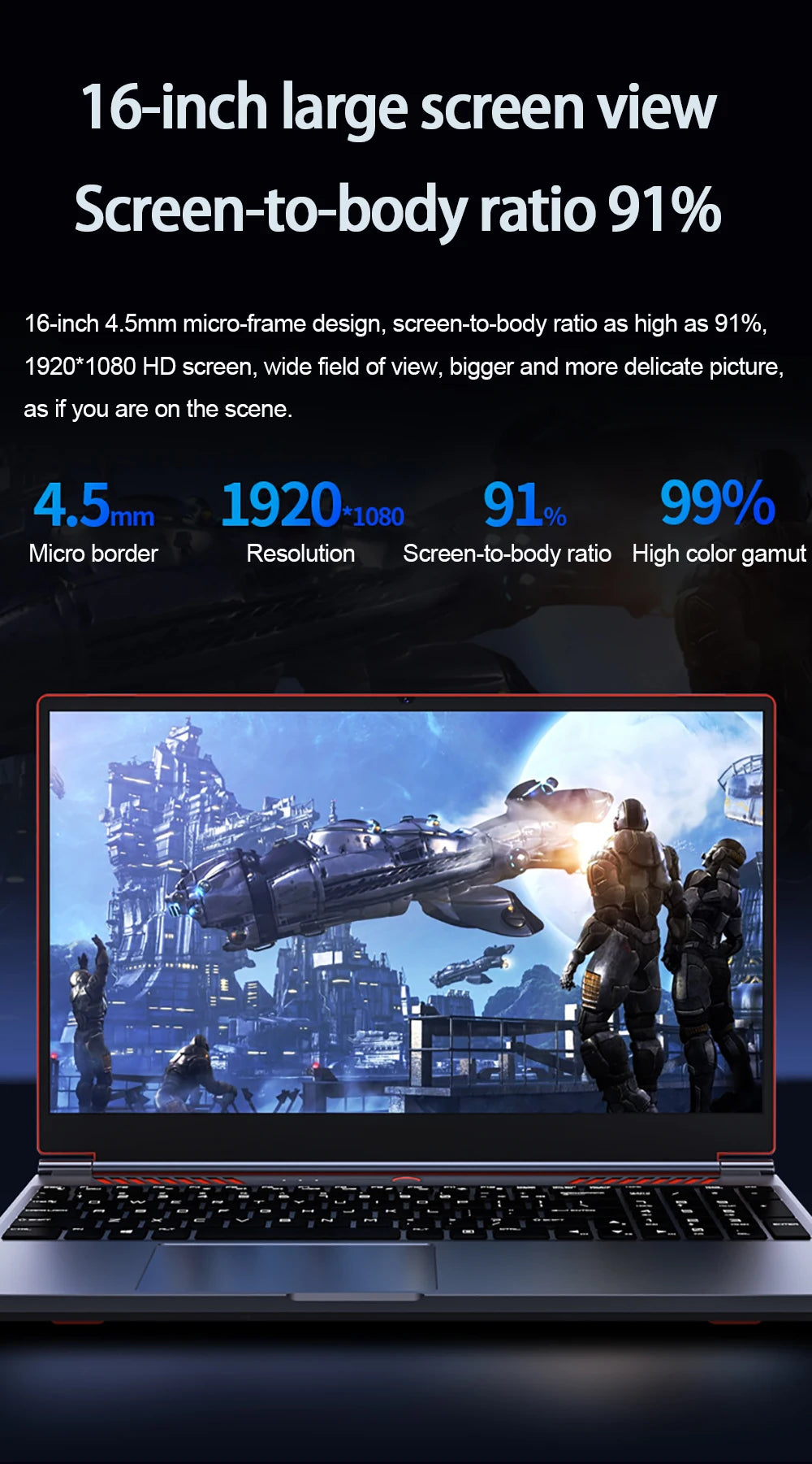 YSJMNPC Gaming Laptop Computer Intel Core i9-10885H i7 10870H GTX1650 4G 16.1 Inch IPS Screen RAM Max 64GB 2*DDR4 2*M.2 NVMe