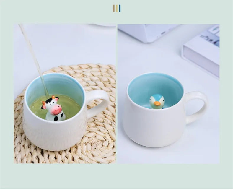 New Creative 3D Animal Ceramic Mug Mug Coffee Cup Cute Cartoon Christmas Mug Mug