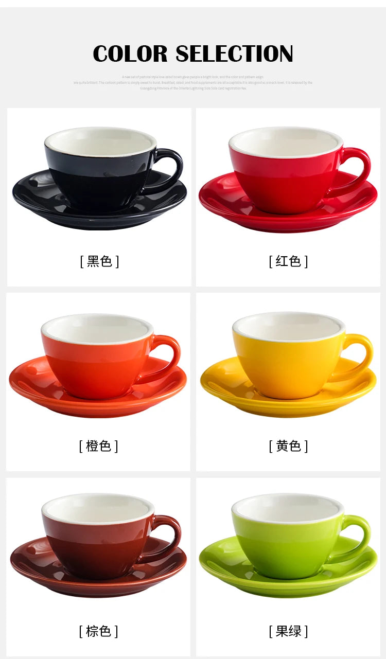 150ml Espresso Coffee Cup Sets High-grade Simple European Style Mug Thick Colored Glaze Ceramic Cappuccino Flower Cups Latte