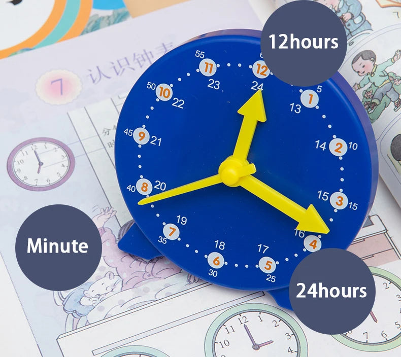 Children Kids Clock Model Toys Early Educational Cognitive Math Toy Montessori Teaching Aids Three-needle Linkage Detachable Toy
