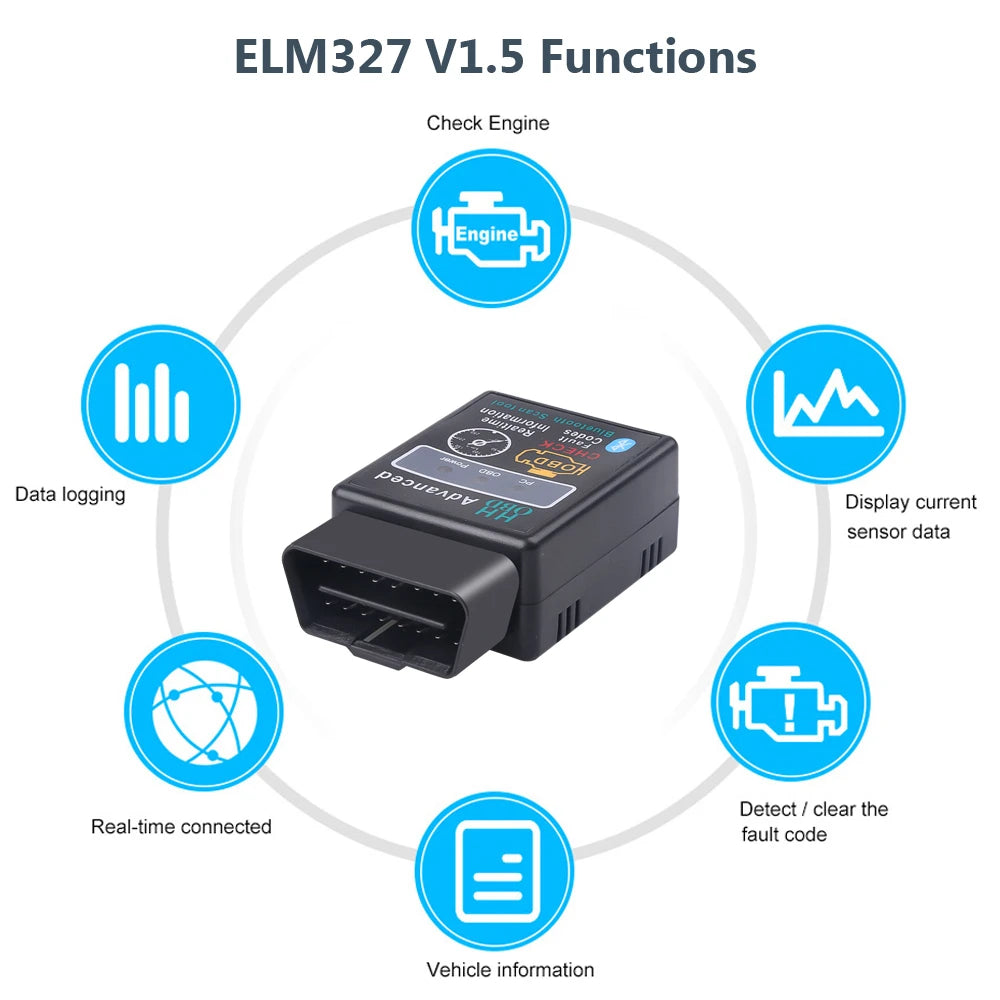 Bluetooth ELM327 Auto V1.5 V2.1 OBD2 Scanner Code Reader Tool Car Diagnostic Tool MINI Inter Face Check Engine V1.5 V2.1 For Car