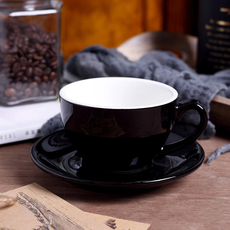 220ml High-Grade Ceramic Coffee Cups Coffee Cup Set Simple European Style Milk Mug Cappuccino Flower Cups Latte