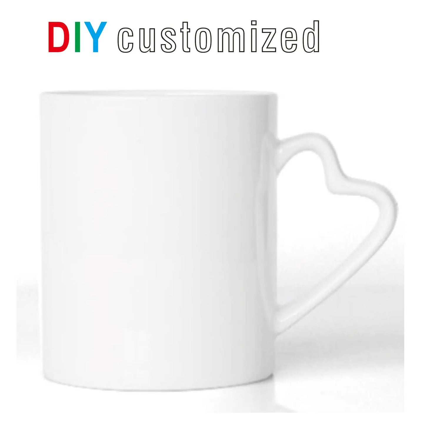 DIY Customized 350ML 12oz Ceramic Mug Heart Handle Type Personalized Print Picture Photo LOGO Text