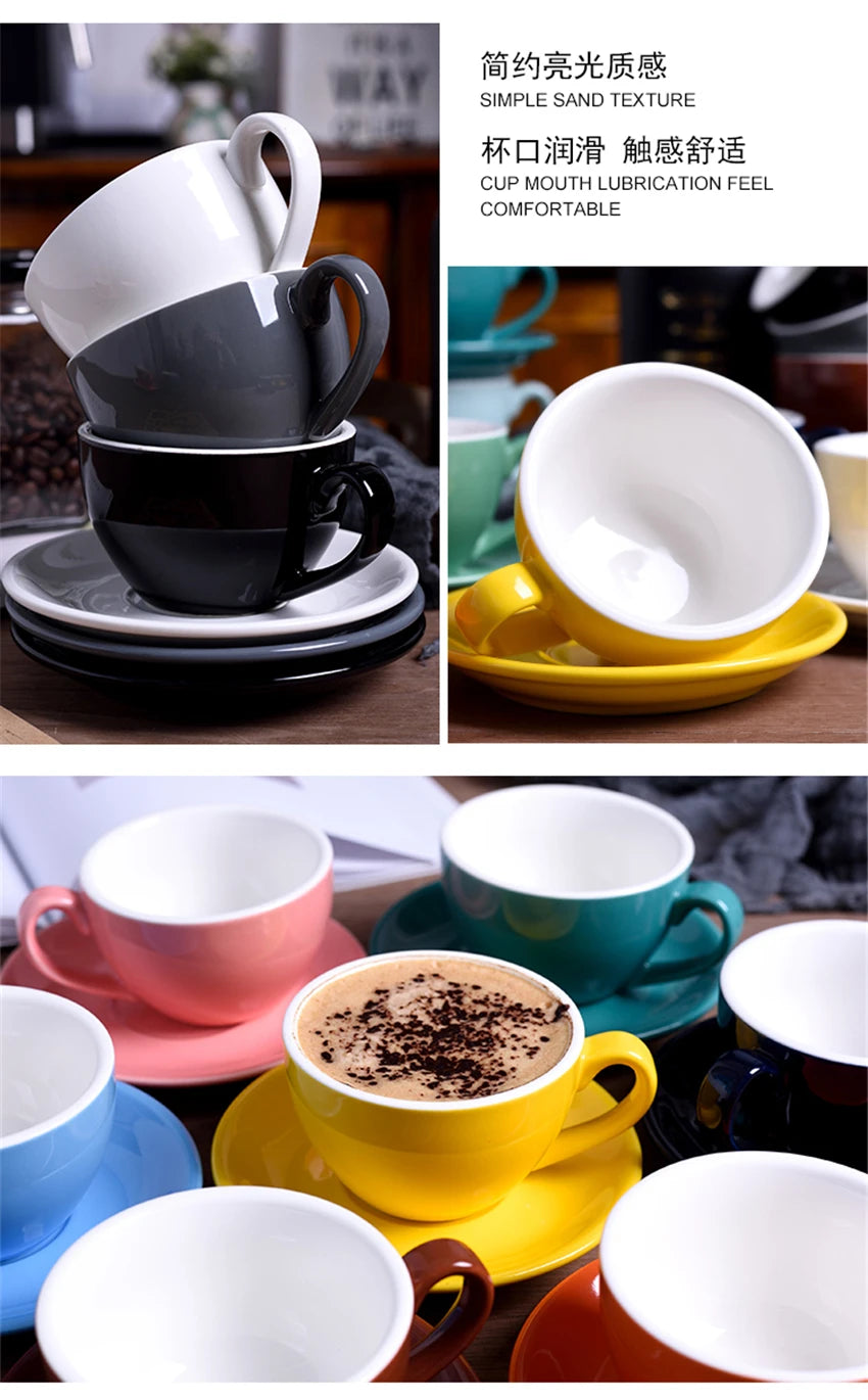 220ml High-Grade Ceramic Coffee Cups Coffee Cup Set Simple European Style Milk Mug Cappuccino Flower Cups Latte