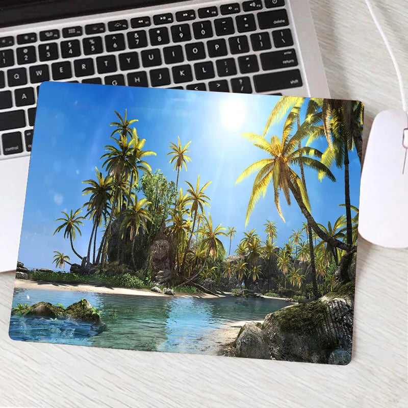 Beach Waves Palm Landscape New Computer Mouse Pad Lovely Gamer Natural Rubber Anti-slip Art Carpet Office Decoration MousePad