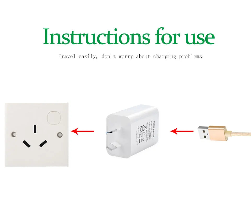 AU Adapter Travel Wall Converter Socket Australia New Zealand Argentina Power Plug usb Charger For Mobile Phone  5V1A 5V2A