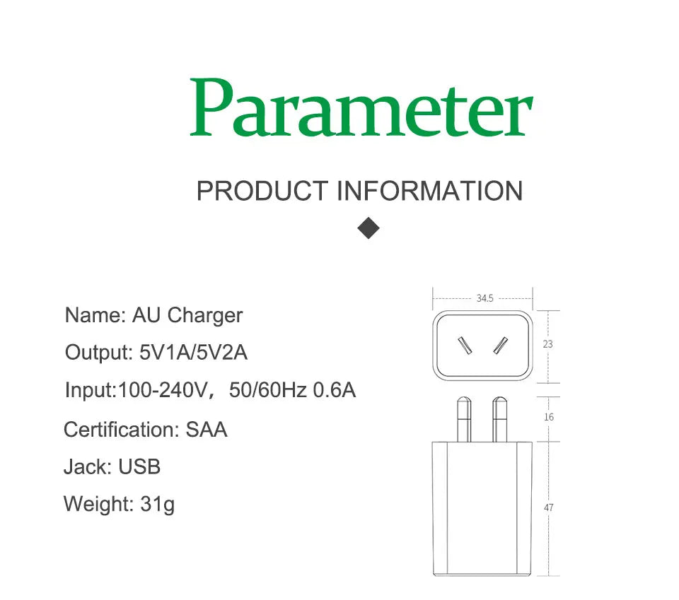 AU Adapter Travel Wall Converter Socket Australia New Zealand Argentina Power Plug usb Charger For Mobile Phone  5V1A 5V2A