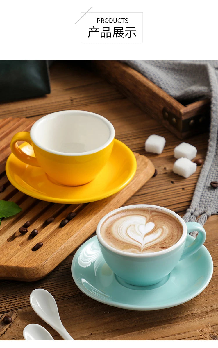 150ml Espresso Coffee Cup Sets High-grade Simple European Style Mug Thick Colored Glaze Ceramic Cappuccino Flower Cups Latte