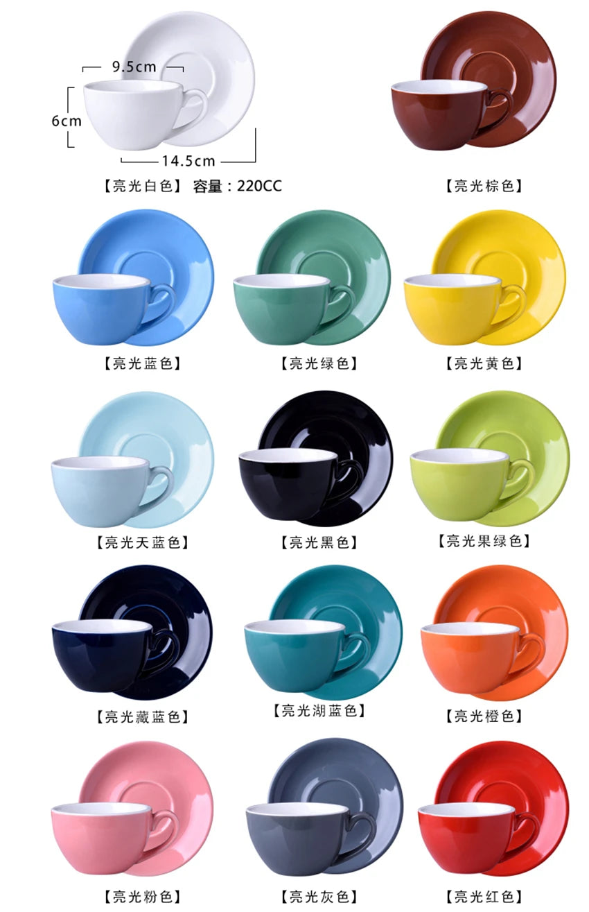 220ml High-Grade Ceramic Coffee Cups Coffee Cup Set Simple European Style Milk Mug Cappuccino Flower Cups Latte