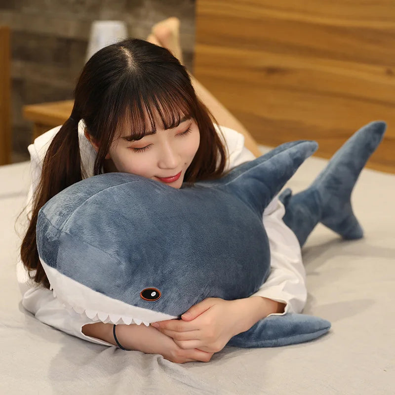 45/60/80cm Cute Shark Plush Toy Soft Stuffed Speelgoed Animal Reading Pillow for Birthday Gifts Cushion Doll Gift