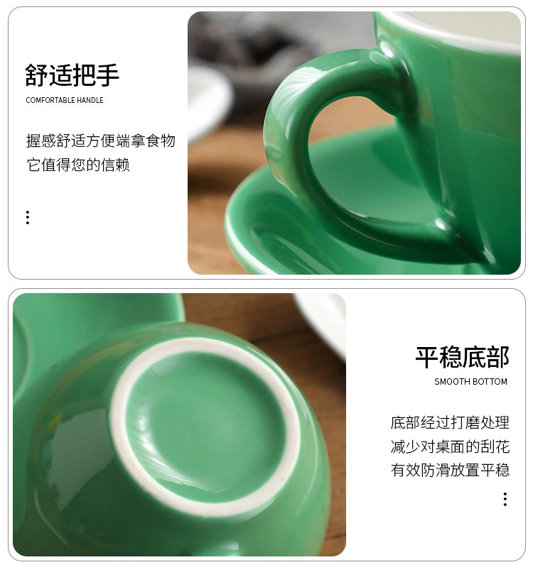 150ml Espresso Coffee Cup Sets High-grade Simple European Style Mug Thick Colored Glaze Ceramic Cappuccino Flower Cups Latte