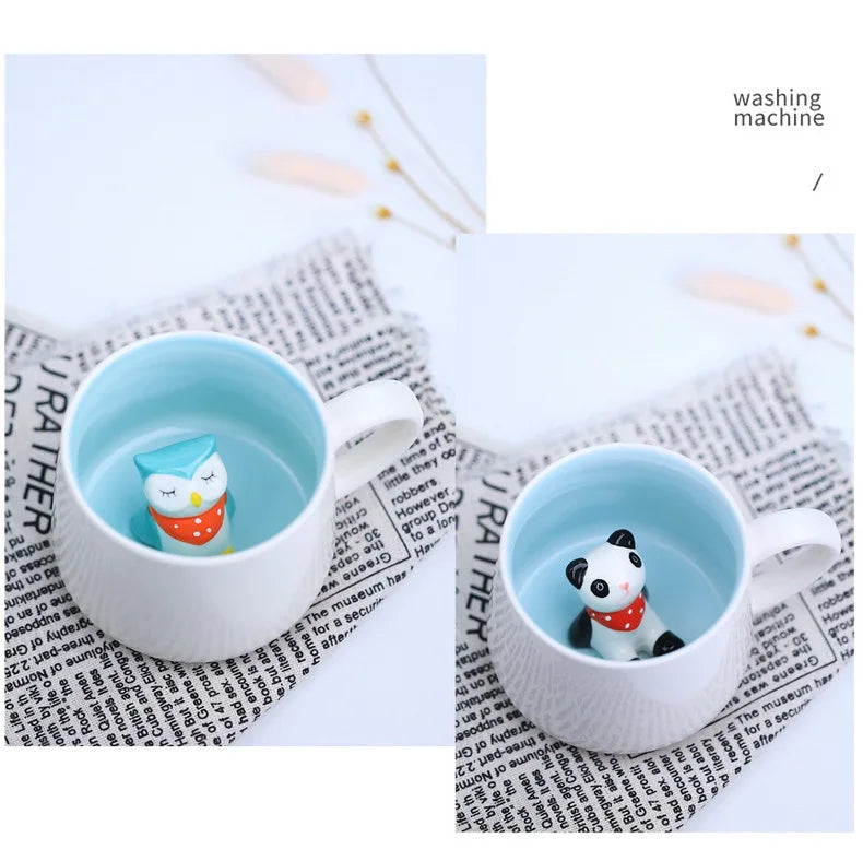 New Creative 3D Animal Ceramic Mug Mug Coffee Cup Cute Cartoon Christmas Mug Mug