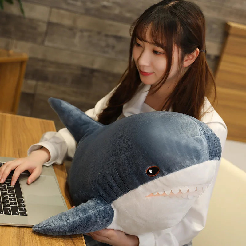 45/60/80cm Cute Shark Plush Toy Soft Stuffed Speelgoed Animal Reading Pillow for Birthday Gifts Cushion Doll Gift
