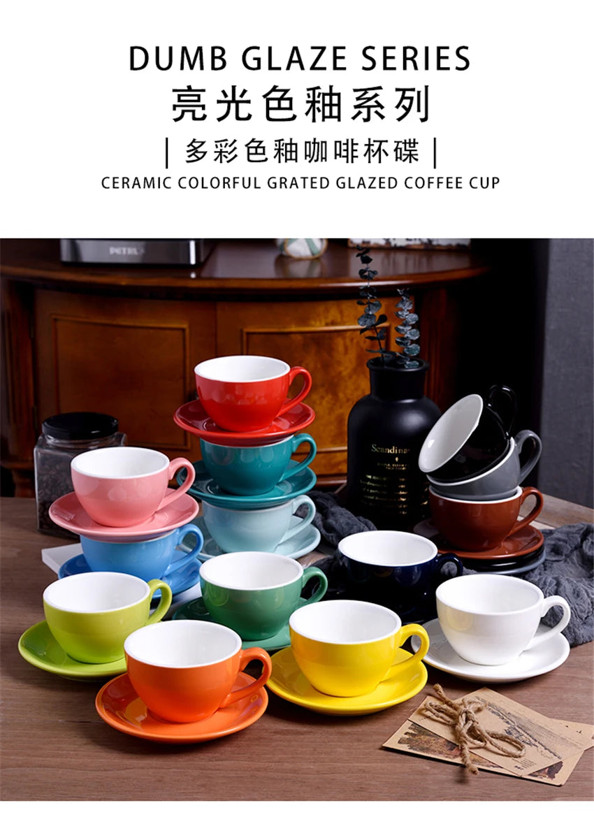 220ml High-Grade Ceramic Coffee Cups Coffee Cup Set Simple European Style Milk Mug Cappuccino Flower Cups Latte